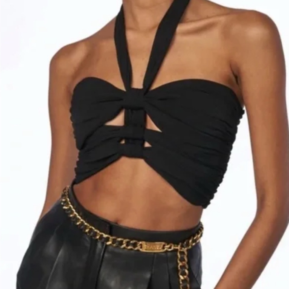 Ronny Kobo Black Strapless Top (neck tie)